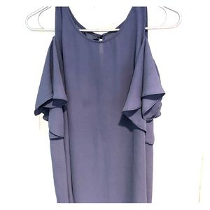 Cold shoulder light blue top